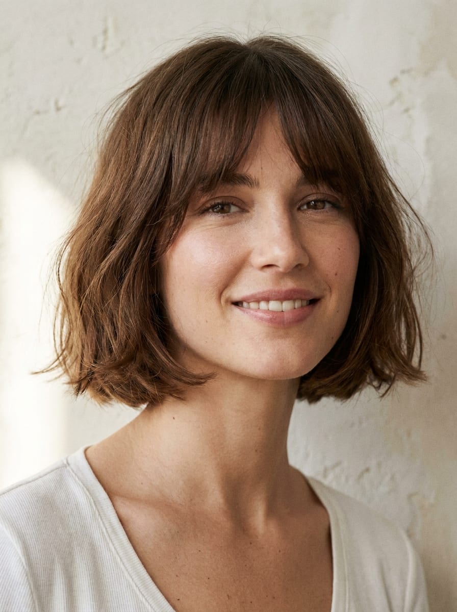 Kurzer Bob mit Curtain Bangs - Kurze Bob Frisur